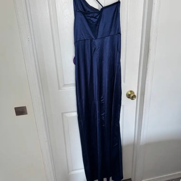 Navy blue satin maxi dress - Picture 2 of 2